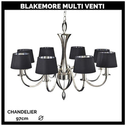 Blakemore Multi Chandelier Pendant Light 8 Lamp Hanging Black Ceiling Fixture 97cm E14 40W-VENTI 97cm-Distinct Designs (London) Ltd