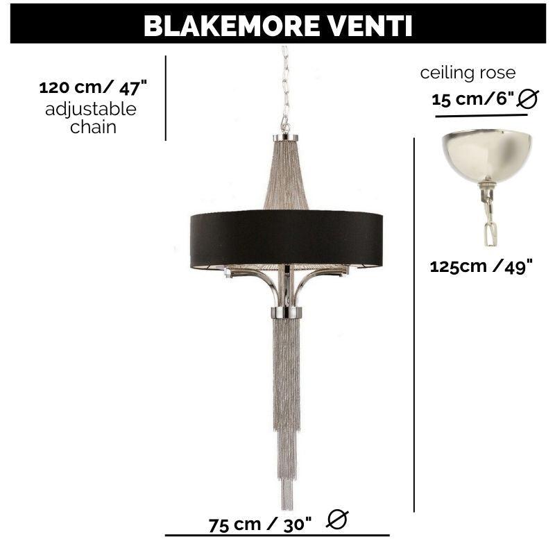 Blakemore Chandelier Pendant Light Circular Hanging Black Ceiling Lamp Fixture VENTI 125 drop 75dia-Distinct Designs (London) Ltd