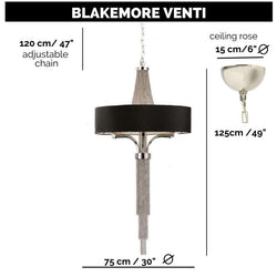 Blakemore Chandelier Pendant Light Circular Hanging Black Ceiling Lamp Fixture VENTI 125 drop 75dia-Distinct Designs (London) Ltd