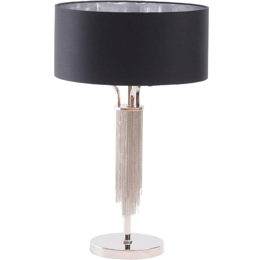 Blakemore Table Lamp Circular Black Shade Nickel Side Table Light 40cm diameter 64.5cm high E27 60W-Table Lamp-Distinct Designs (London) Ltd