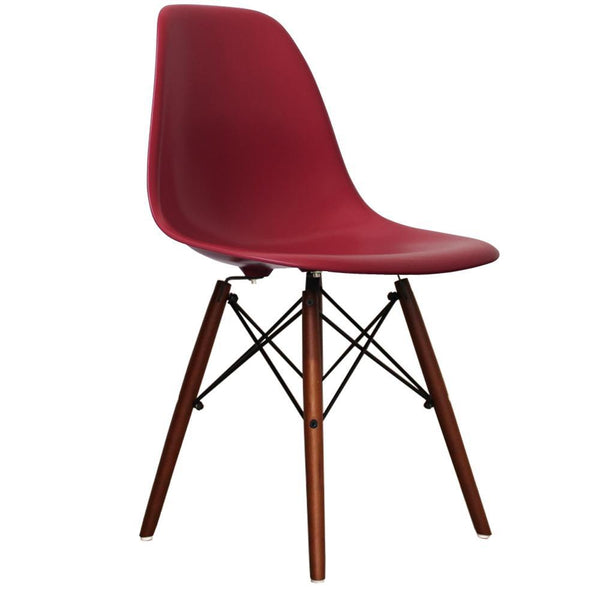 Distinct Classic Mid-Century style Dining Office Burgundy Red Chair with choice of braced Wooden Leg-Distinct Designs (London) Ltd