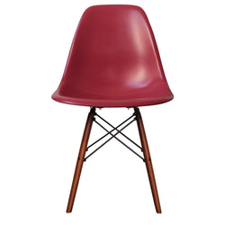 Distinct Classic Mid-Century style Dining Office Burgundy Red Chair with choice of braced Wooden Leg-Walnut-Distinct Designs (London) Ltd