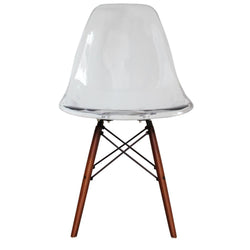 Distinct Classic Mid-Century Dining Office Transparent Clear Chair with choice of braced Wooden Legs-Walnut-Distinct Designs (London) Ltd