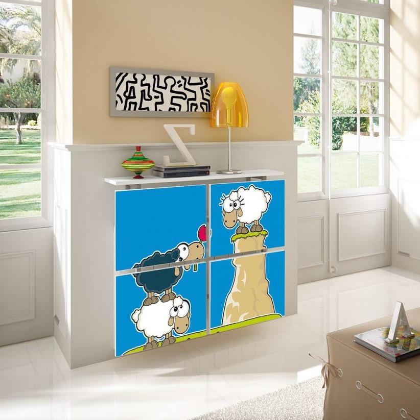 Children's Radiator Cabinet Cover CARTOON Black Sheep Gift design Kids Bedroom Nursery Playroom-75cm-40cm-Distinct Designs (London) Ltd