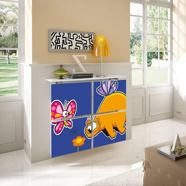 Children's Radiator Cabinet Cover CARTOON Dino & Butterfly design for Kids Bedroom Nursery Playroom-75cm-40cm-Distinct Designs (London) Ltd