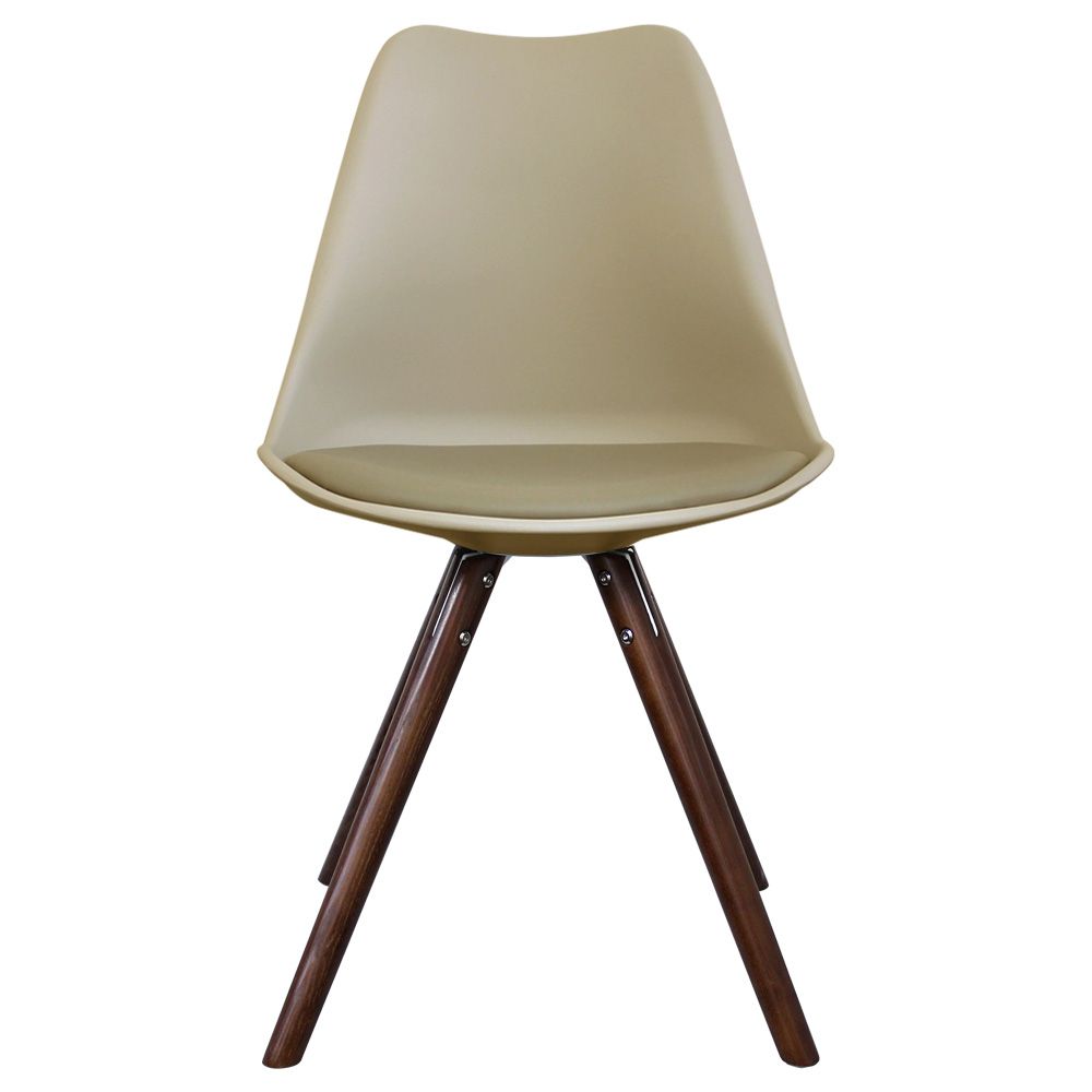 Distinct Designs Classic Mid-Century Design Dining Office Chair in durable Beige PP Plastic-Walnut-Distinct Designs (London) Ltd