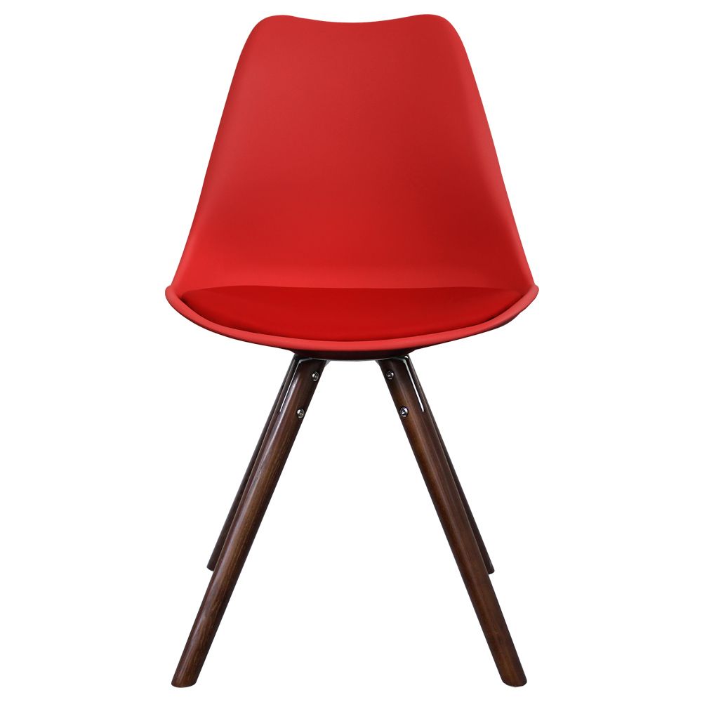 Distinct Designs Classic Mid-Century Design Dining Office Chair in durable Berry Red PP Plastic-Walnut-Distinct Designs (London) Ltd