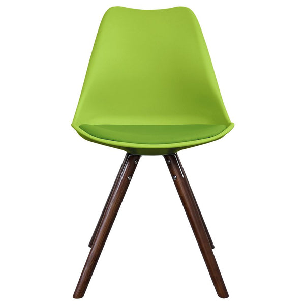 Distinct Designs Classic Mid-Century Design Dining Office Chair in durable Lime Green PP Plastic-Walnut-Distinct Designs (London) Ltd