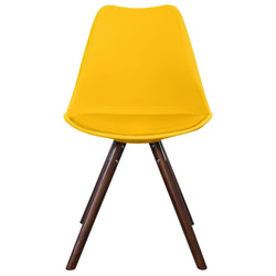 Distinct Designs Classic Mid-Century Design Dining Office Chair in durable Yellow PP Plastic-Walnut-Distinct Designs (London) Ltd