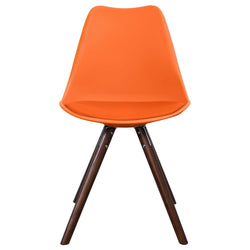 Distinct Designs Classic Mid-Century Design Dining Office Chair in durable Orange PP Plastic-Walnut-Distinct Designs (London) Ltd