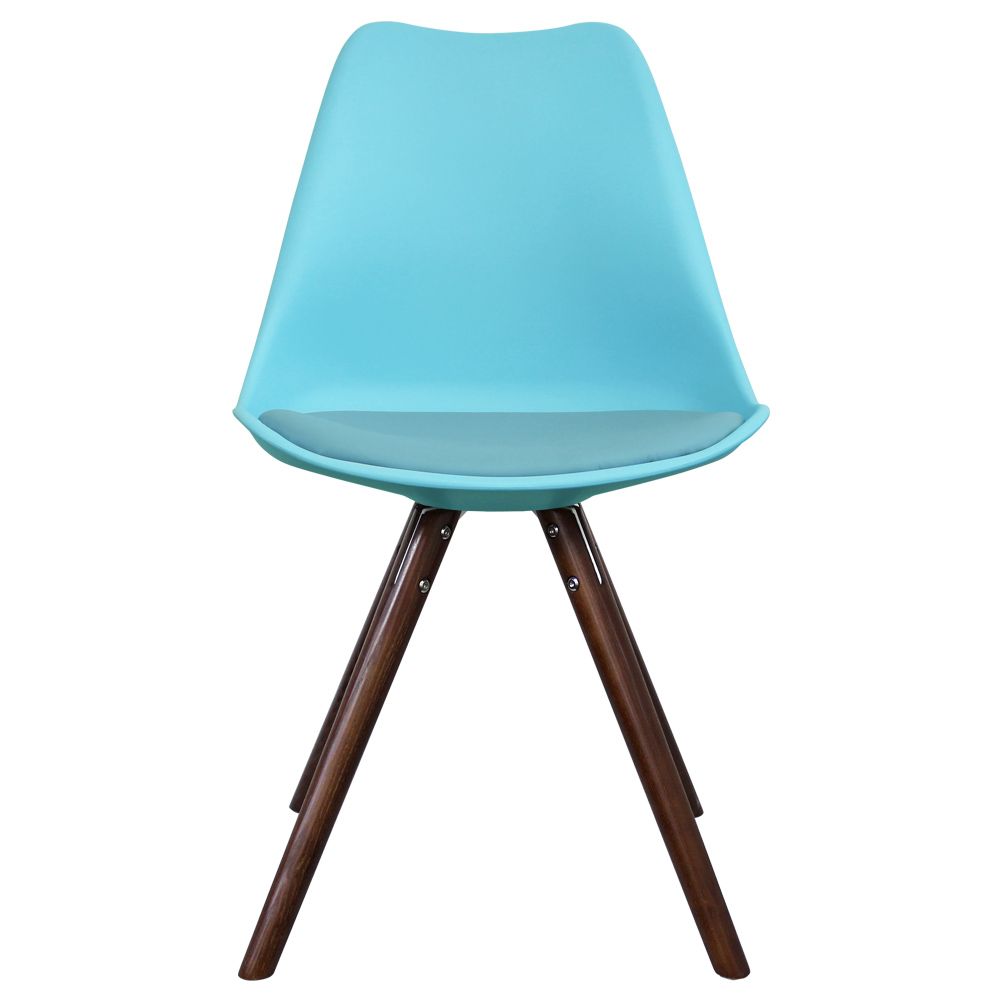 Distinct Designs Classic Mid-Century Design Dining Office Chair in durable Pearl Blue PP Plastic-Walnut-Distinct Designs (London) Ltd