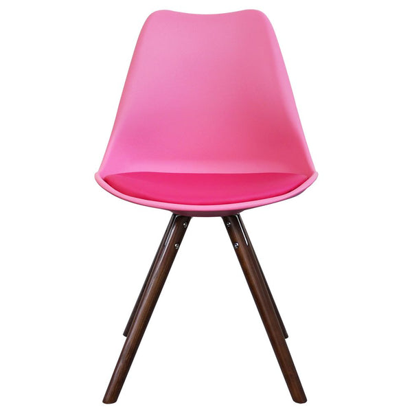 Distinct Designs Classic Mid-Century Design Dining Office Chair in durable Pink PP Plastic-Walnut-Distinct Designs (London) Ltd