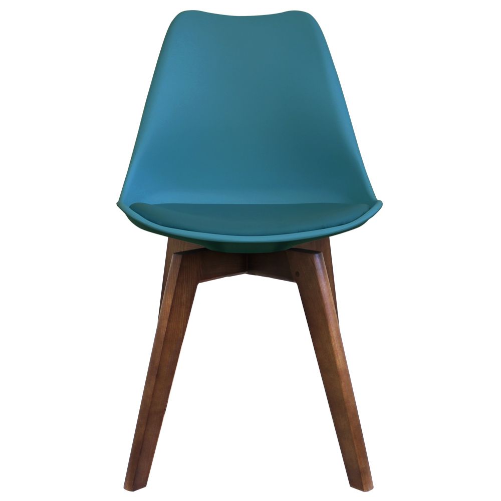 Distinct Designs Classic Mid-Century Design Dining Office Chair in durable Teal PP Plastic SQ Legs-Walnut-Distinct Designs (London) Ltd