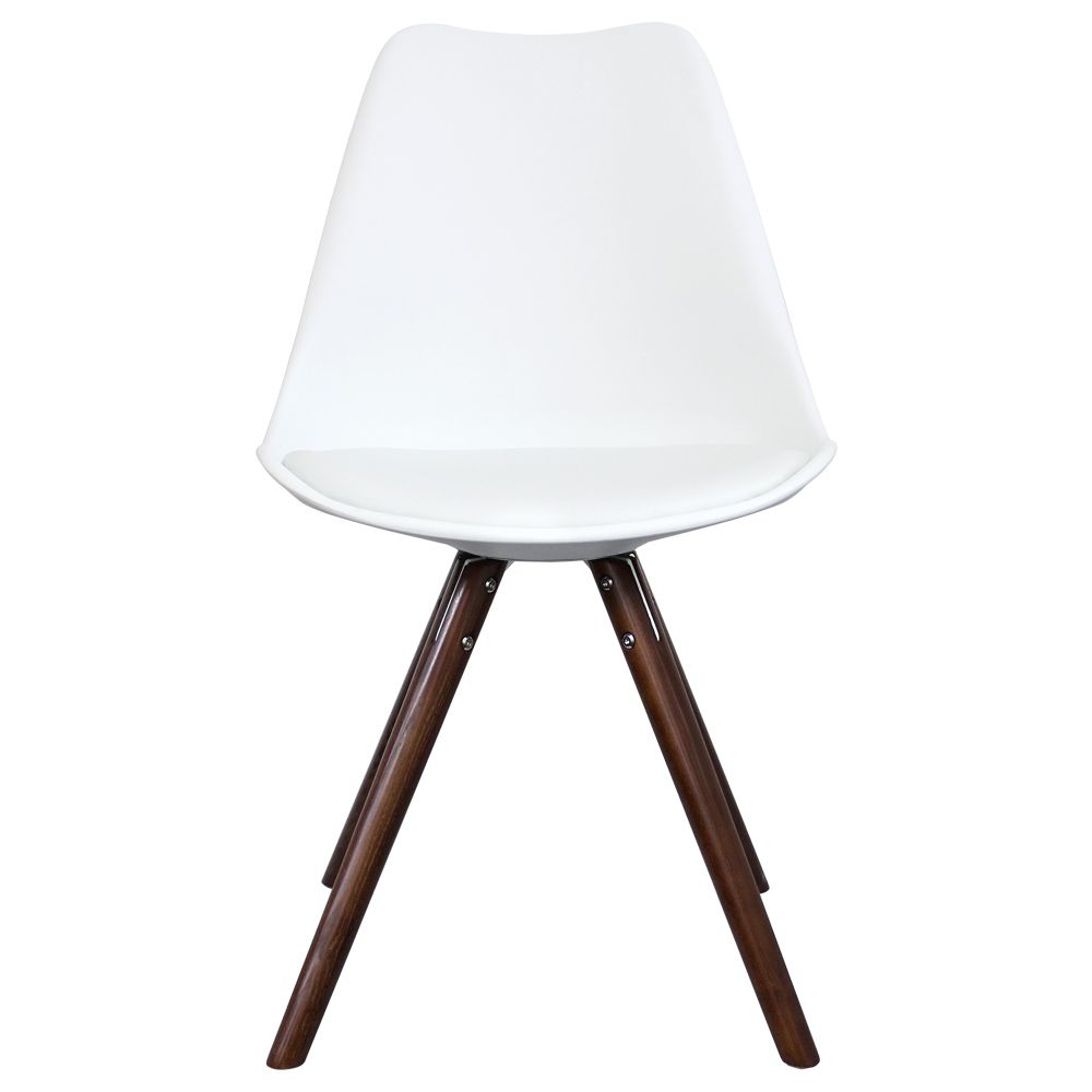 Distinct Designs Classic Mid-Century Design Dining Office Chair in durable White PP Plastic-Walnut-Distinct Designs (London) Ltd