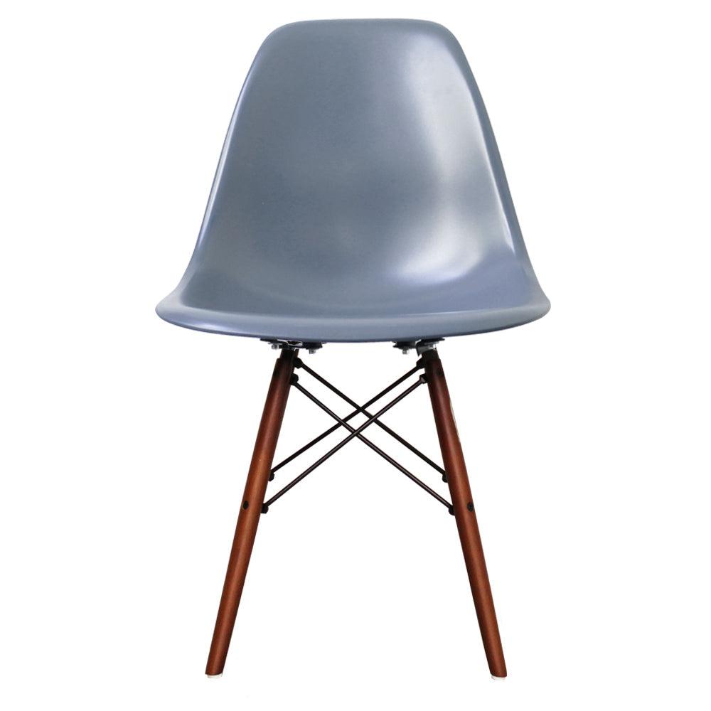 Distinct Classic Mid-Century Design Dining Office Steel Blue Chair with choice of braced Wooden Legs-Walnut-Distinct Designs (London) Ltd