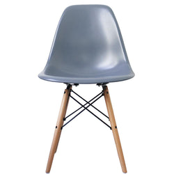 Distinct Classic Mid-Century Design Dining Office Steel Blue Chair with choice of braced Wooden Legs-Natural Beach-Distinct Designs (London) Ltd