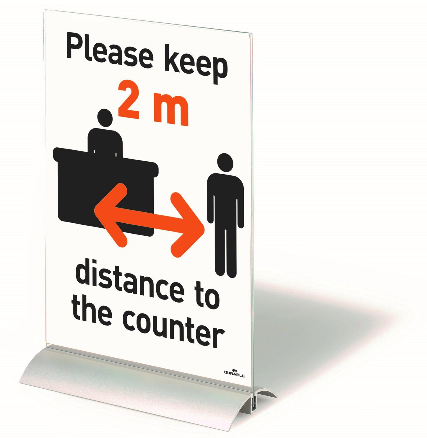 Clear Display Sign with Aluminium Tabletop Stand Easy-access double-sided A4 PPE social distancing Counter Posters info Holder-A4-Distinct Designs (London) Ltd