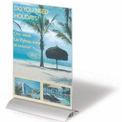 Clear Display Sign with Aluminium Tabletop Stand Easy-access double-sided A4 PPE social distancing Counter Posters info Holder-A4-Distinct Designs (London) Ltd
