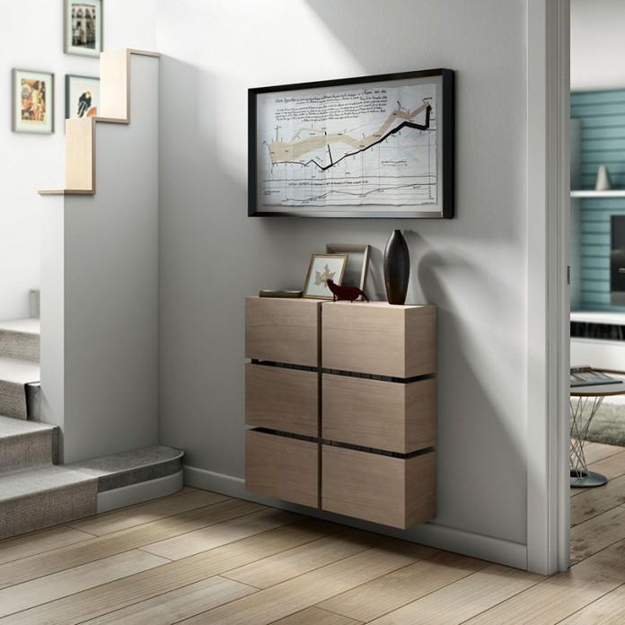 Contemporary Floating Radiator Heater Cabinet Cover 6 CUBES design with Integrate Shelf Wood Finish-75cm-40cm-Distinct Designs (London) Ltd