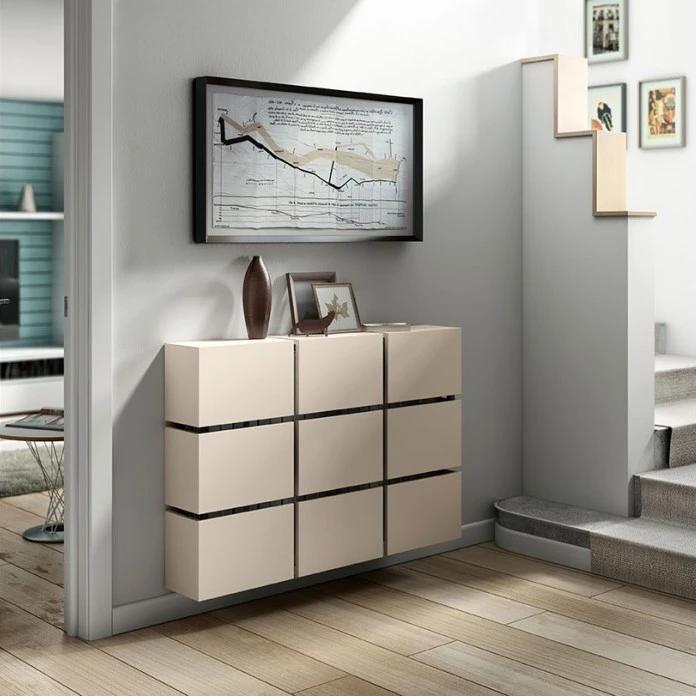 Contemporary Oak Wood Floating Radiator Heater Cabinet Cover 9 CUBES design with Integrate Top Shelf-Distinct Designs (London) Ltd