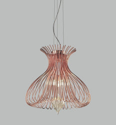 Contemporary Metal Pendant Ceiling Light Vortex Design Crafted in wire 40cm diameter with 3 Lamps-Distinct Designs (London) Ltd