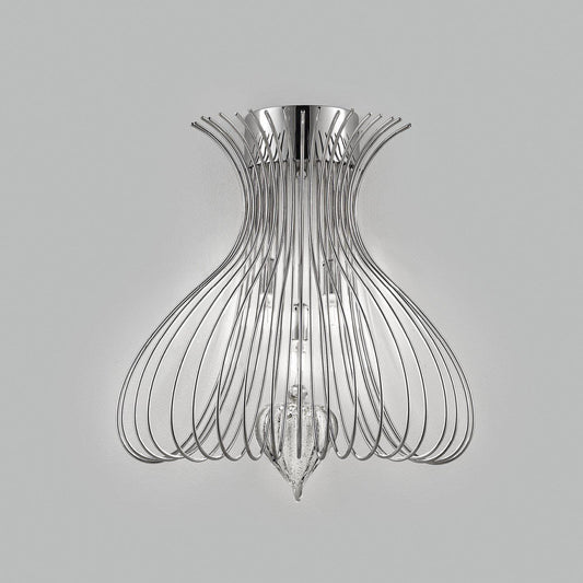 Contemporary Vortex Design Open End Wire Crafted Metal Side Wall Light 40cmL x 30cmH with 3 Lamps-Chrome-Distinct Designs (London) Ltd