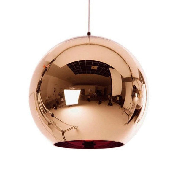 Golden, Copper or Silver Mirror effect Style Pendant Ceiling Light Glass Ball Lamp-Copper 15cm-Distinct Designs (London) Ltd