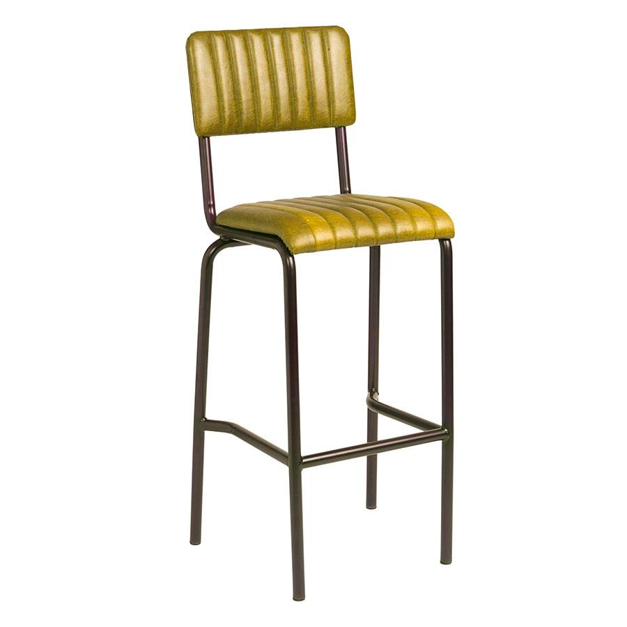 Distinct Bar Stool Vintage Gold Industrial style side chair upholstered in ribbed faux leather.-Gold-Distinct Designs (London) Ltd