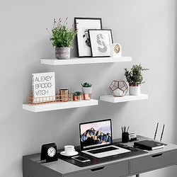 Sturdy Floating Shelf,White,for Books,Photos,Wall-Mounted,40,60,80cm length,Lounge,Kitchen,Hall-Distinct Designs (London) Ltd