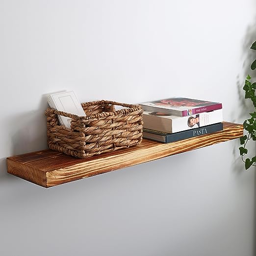 Floating Shelves Scandinavian spruce, wall mounted hanging, invisible brackets (included). 60cm to 100cm wide options-Oak Wood-60x16.5-Distinct Designs (London) Ltd