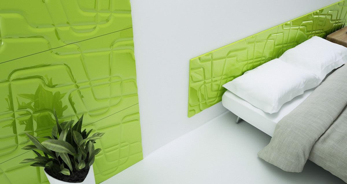 Decorative 3D Textured Feature Wall Panels with Subtle ROSE Design-LimeGreen-4 x 60x60cm / 23x23"-Distinct Designs (London) Ltd