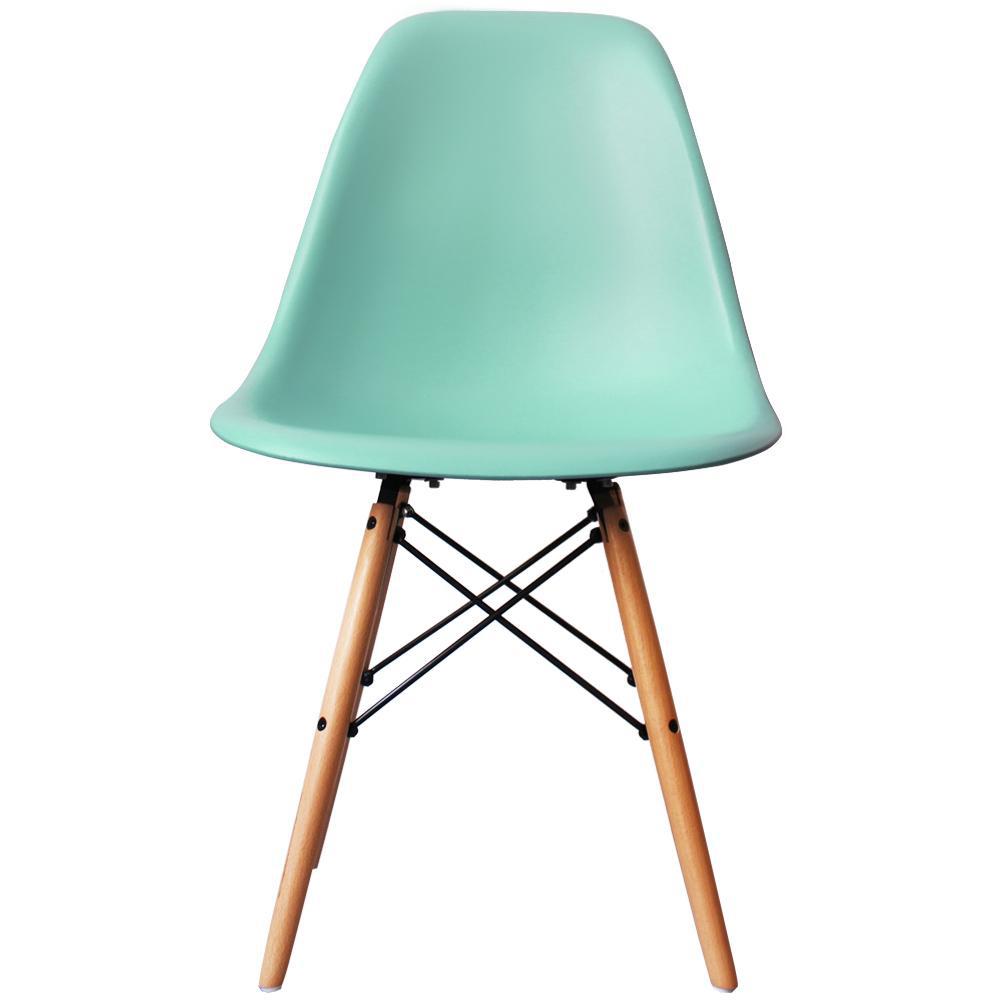 Distinct Classic Mid-Century Design Dining Office Light Aqua Chair with choice of braced Wooden Legs-Natural Beach-Distinct Designs (London) Ltd