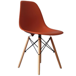 Distinct Classic Mid-Century Design Dining Office Brick Red Chair with choice of braced Wooden Legs-Distinct Designs (London) Ltd