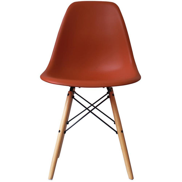 Distinct Classic Mid-Century Design Dining Office Brick Red Chair with choice of braced Wooden Legs-Natural Beach-Distinct Designs (London) Ltd