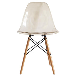 Distinct Classic Mid-Century Dining Office Transparent Smoke Chair with choice of braced Wooden Legs-Natural Beach-Distinct Designs (London) Ltd