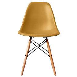 Distinct Classic Mid-Century Design Dining Office Gold Yellow Chair with choice of braced Wooden Leg-Natural Beach-Distinct Designs (London) Ltd