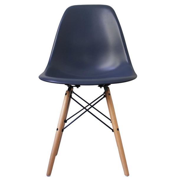 Distinct Classic Mid-Century Design Dining Office Navy Blue Chair with choice of braced Wooden Legs-Natural Beach-Distinct Designs (London) Ltd