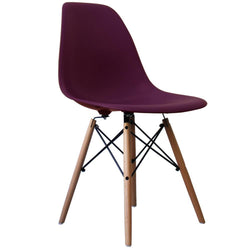 Distinct Classic Mid-Century Dining Office Deep Plum Purple Chair with choice of braced Wooden Legs-Distinct Designs (London) Ltd