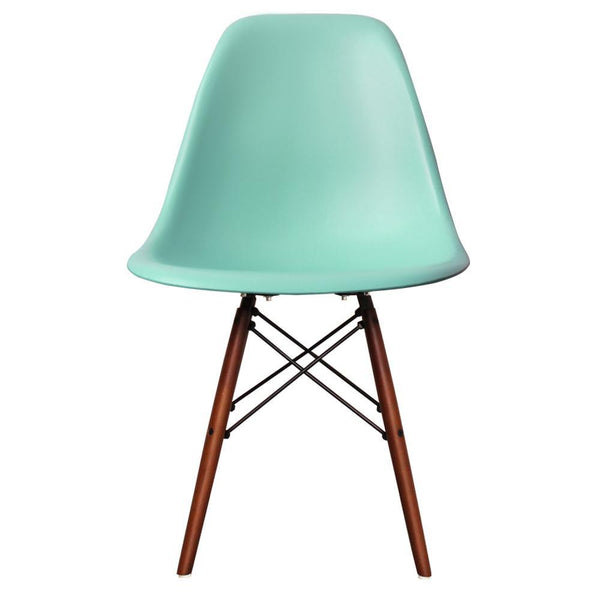 Distinct Classic Mid-Century Design Dining Office Light Aqua Chair with choice of braced Wooden Legs-Walnut-Distinct Designs (London) Ltd