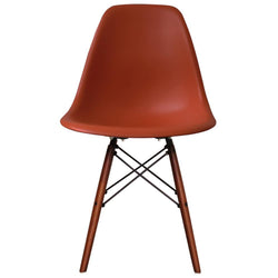Distinct Classic Mid-Century Design Dining Office Brick Red Chair with choice of braced Wooden Legs-Walnut-Distinct Designs (London) Ltd
