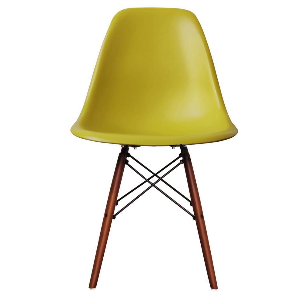 Distinct Classic Mid-Century Dining Office Mustard Yellow Chair with choice of braced Wooden Legs-Walnut-Distinct Designs (London) Ltd