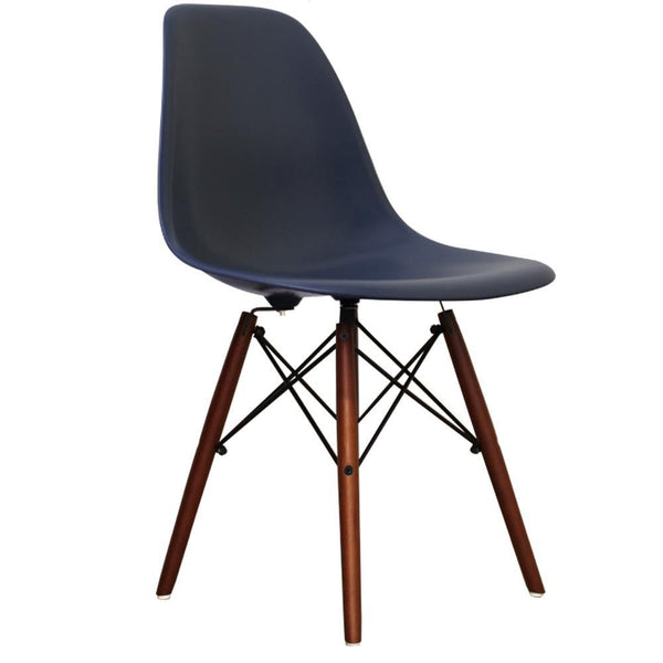 Distinct Classic Mid-Century Design Dining Office Navy Blue Chair with choice of braced Wooden Legs-Distinct Designs (London) Ltd