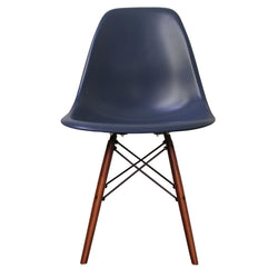 Distinct Classic Mid-Century Design Dining Office Navy Blue Chair with choice of braced Wooden Legs-Walnut-Distinct Designs (London) Ltd