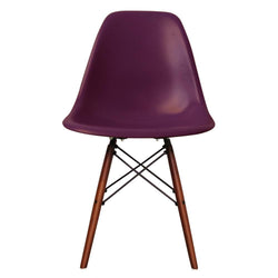 Distinct Classic Mid-Century Dining Office Deep Plum Purple Chair with choice of braced Wooden Legs-Walnut-Distinct Designs (London) Ltd