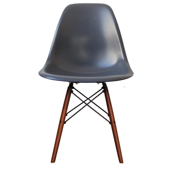 Distinct Classic Mid-Century Design Dining Office Slate Grey Chair with choice of braced Wooden Legs-Walnut-Distinct Designs (London) Ltd