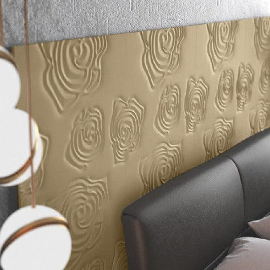 Decorative 3D Textured Feature Wall Panels in Gold Finish with Subtle ROSE Design Continuous Pattern-Gold-2 x 60x120cm / 23x47"-Distinct Designs (London) Ltd
