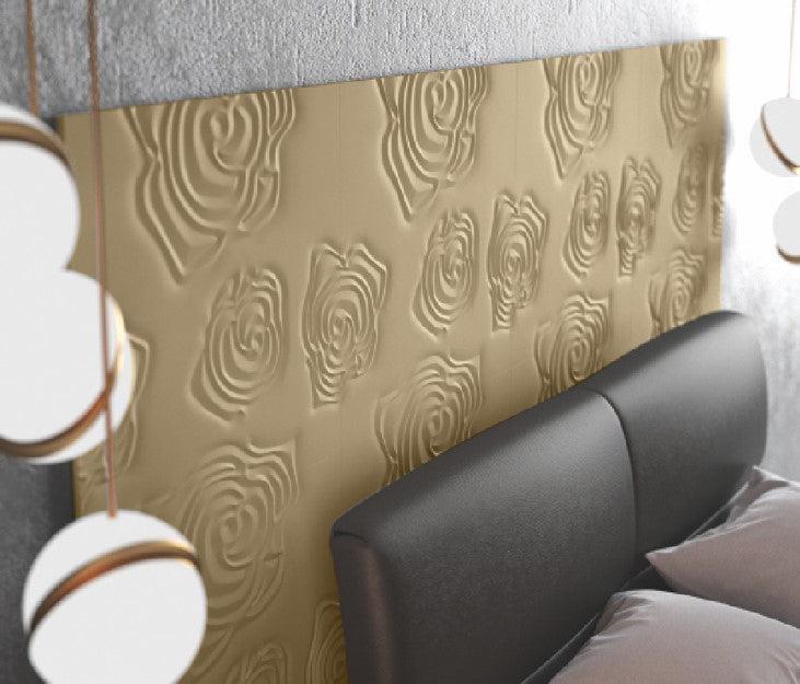 Decorative 3D Textured Feature Wall Panels in Gold Finish with Subtle ROSE Design Continuous Pattern-Distinct Designs (London) Ltd