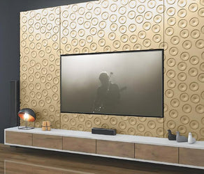 Decorative 3D Textured Feature Wall Panels in Gold Finish with Ultramodern MOON Design Pattern-Distinct Designs (London) Ltd