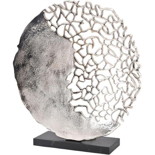 Blakemore Decorative Aluminium Silver Round Sculpture Table Art Nautical Coral Design with stand-43cm Diameter-Distinct Designs (London) Ltd