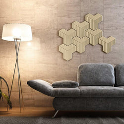 Decorative Wall Panels Gold TETRA Blocks shape routed down line pattern for rich 3D texture Pk3-Gold-One Pack of 3-Distinct Designs (London) Ltd